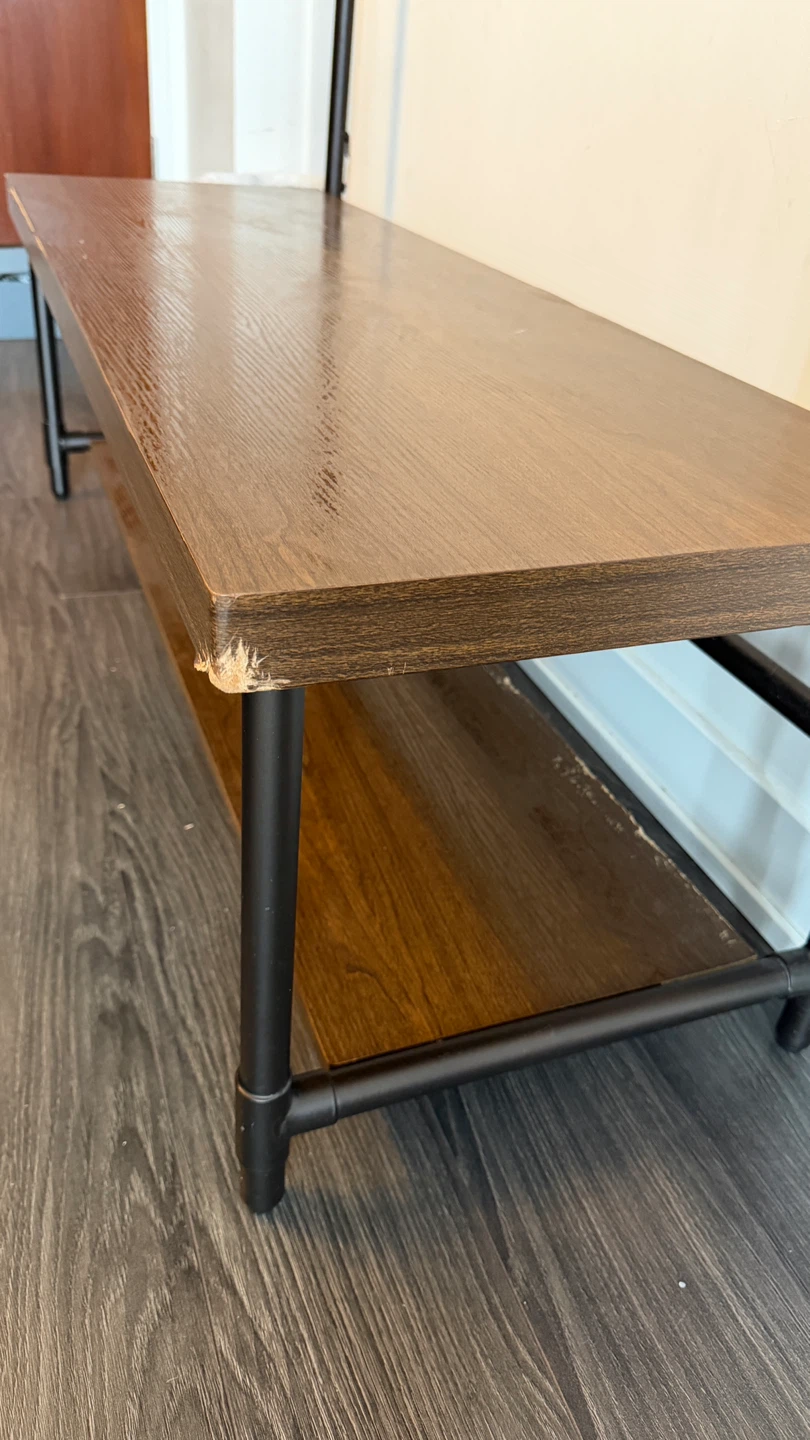Wood & Metal Entryway Bench with Coat Rack - photo 3