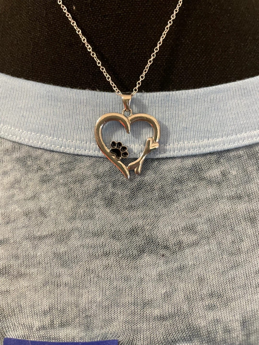 Heart Paw Print & Bone Silver Necklace - photo 5