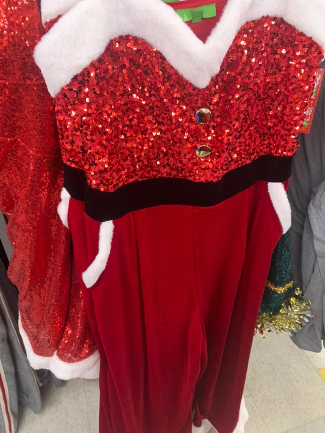 Red Sequin Santa Jumpsuit
