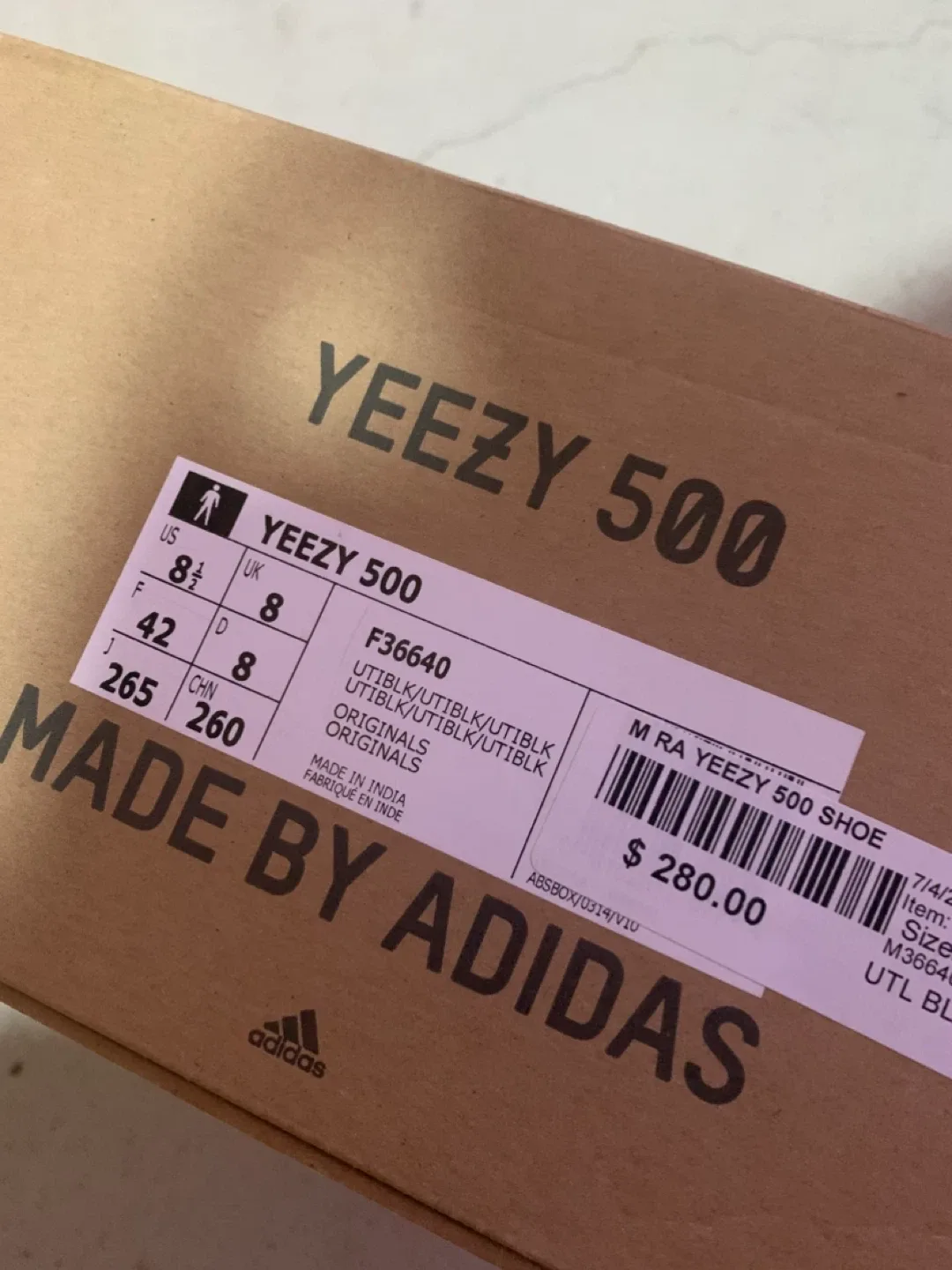 Adidas Yeezy 500 Utility Black, Size 8.5