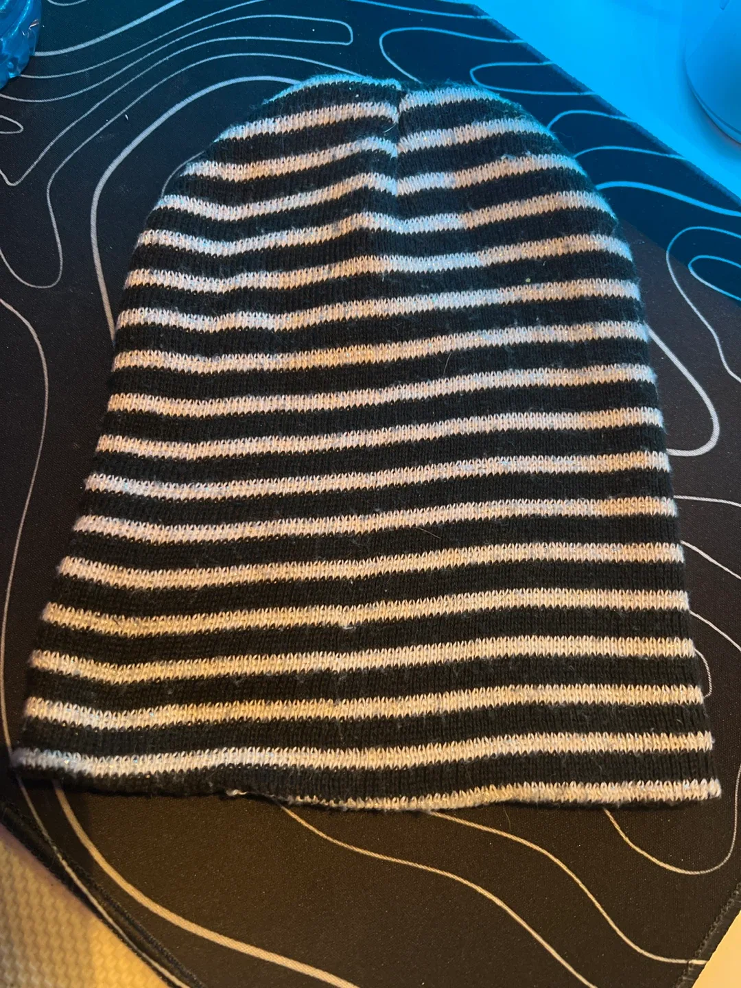 Striped Beanie - Black and White