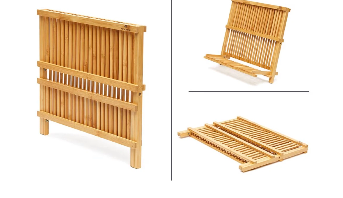 Bamboo Folding Dish Drying Rack - photo 2
