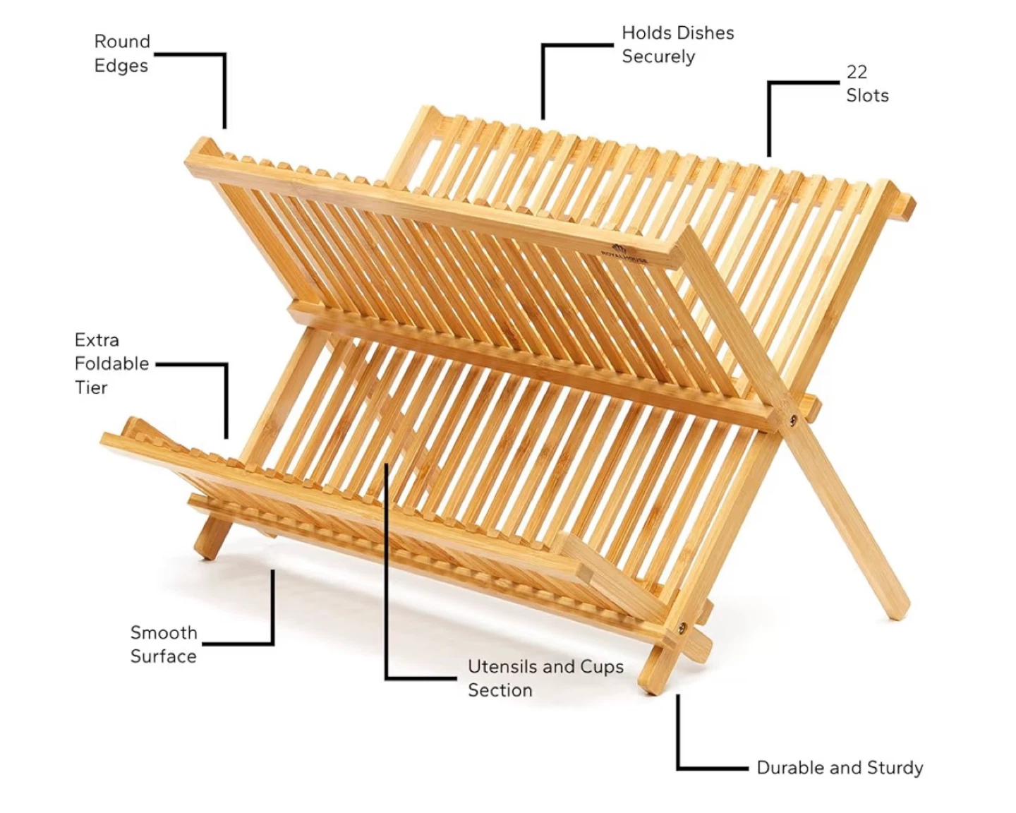 Bamboo Folding Dish Drying Rack - photo 5