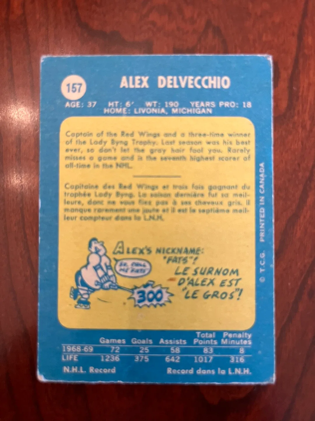 1969-70 O PEE CHEE #157 ALEX DELVECCHIO DETROIT image indicator(2)