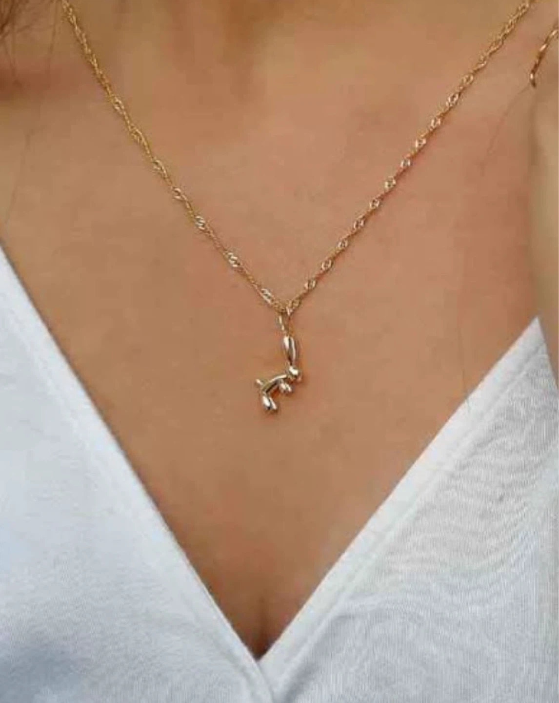 Gold Balloon bunny Pendant Necklace