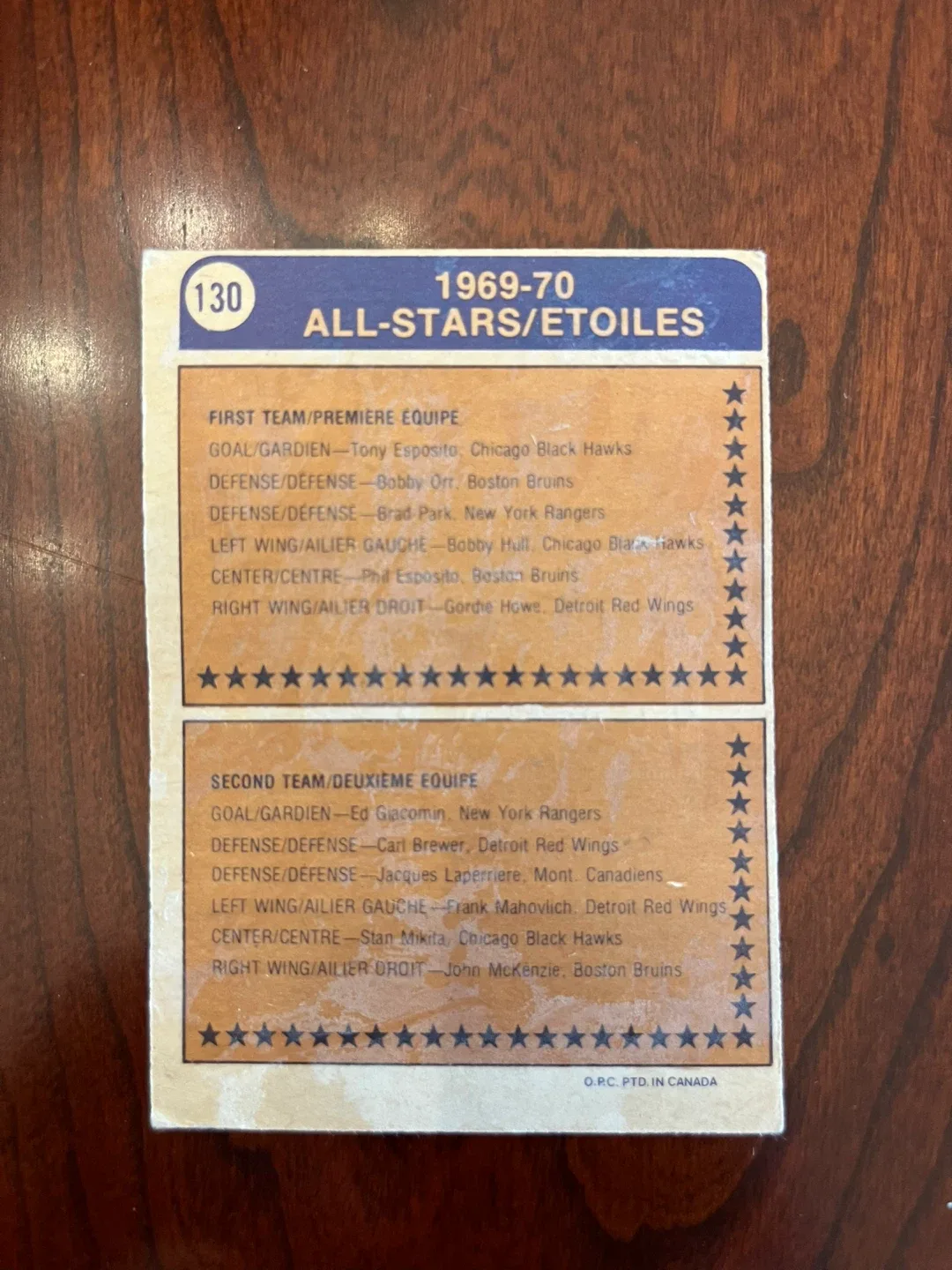 74 75 O-pee-chee Bobby Orr East All Star 130 Boston Bruins image indicator(2)