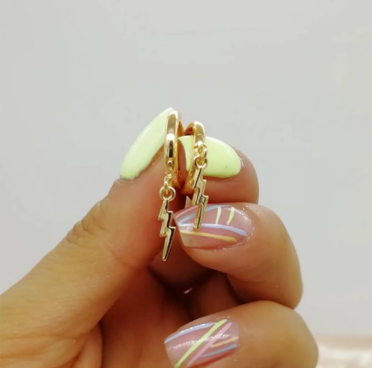 Gold Lightning Bolt Dangle Earrings