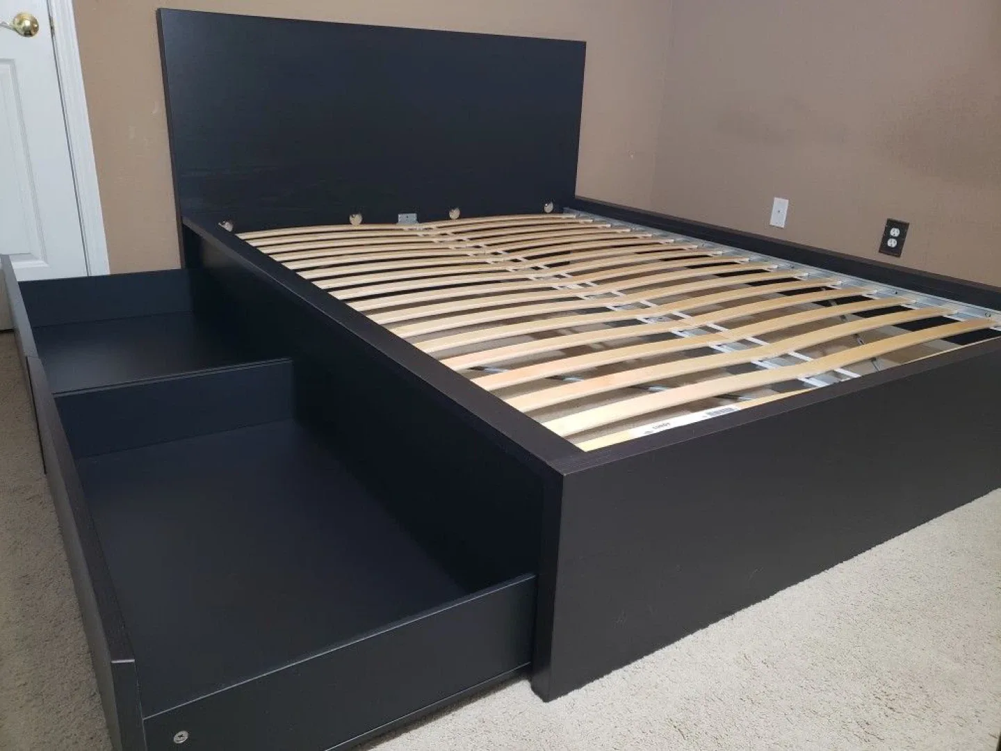 Queen Size Black Brown IKEA Malm Bed Frame / 2 Drawers image indicator(2)