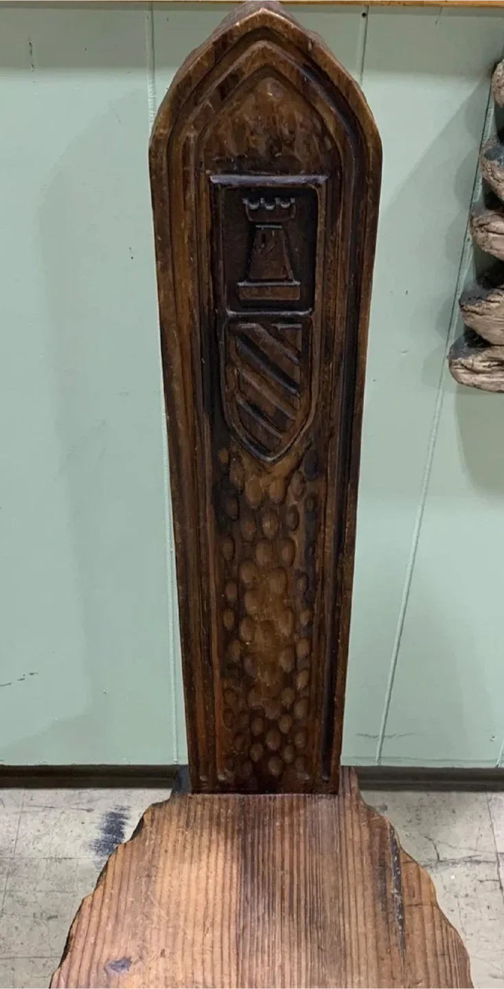 Hand Carved Brutalist Wooden Hall Chair image indicator(6)