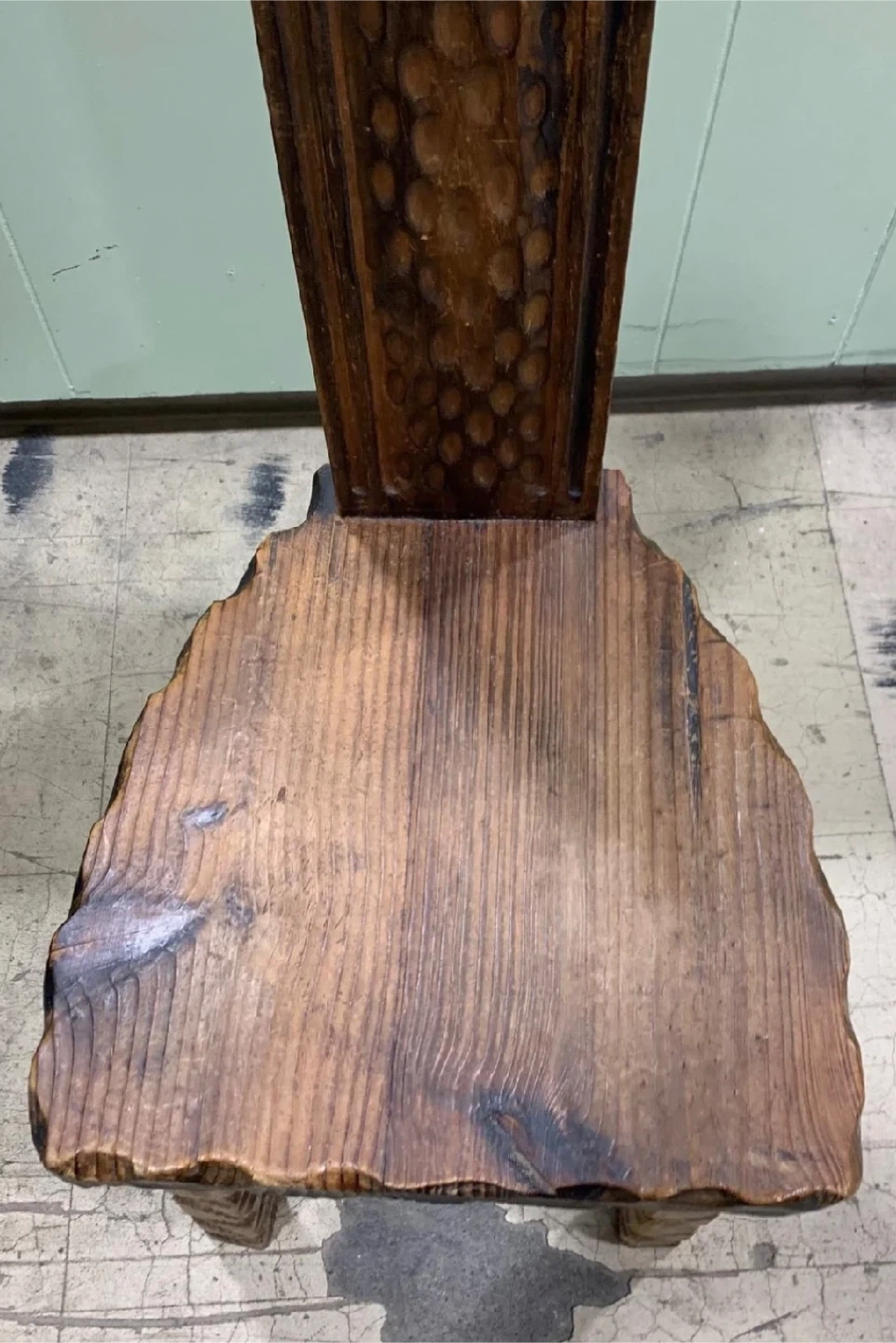 Hand Carved Brutalist Wooden Hall Chair - photo 2