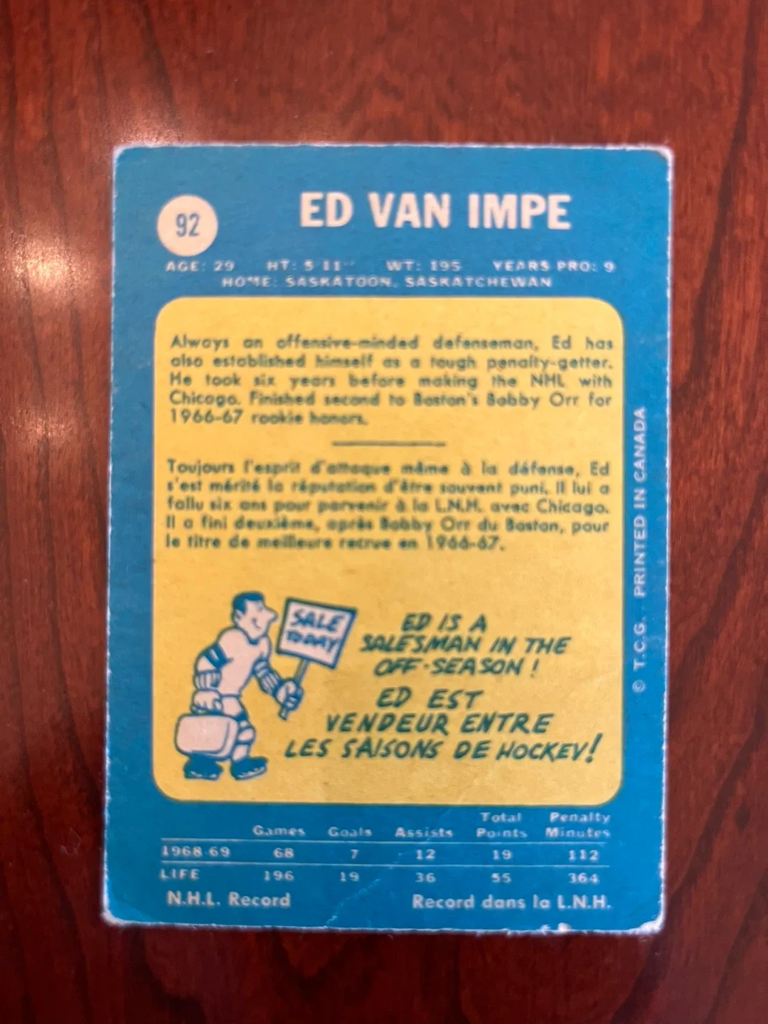 ED VAN IMPE 1969-70 O-PEE-CHEE # 92 FLYERS image indicator(2)