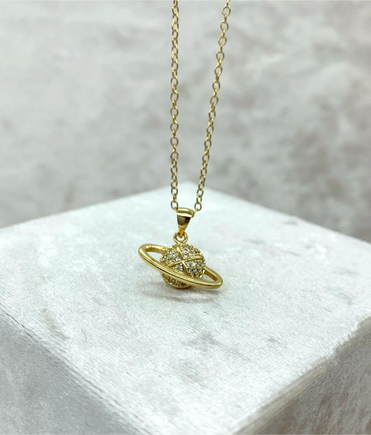 Gold Planet Pendant Necklace