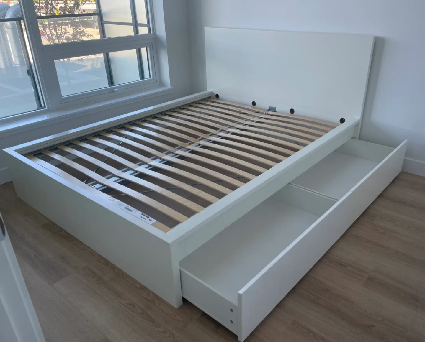 IKEA White Queen Size Malm bed frame + 2 Storage Drawers image indicator(2)