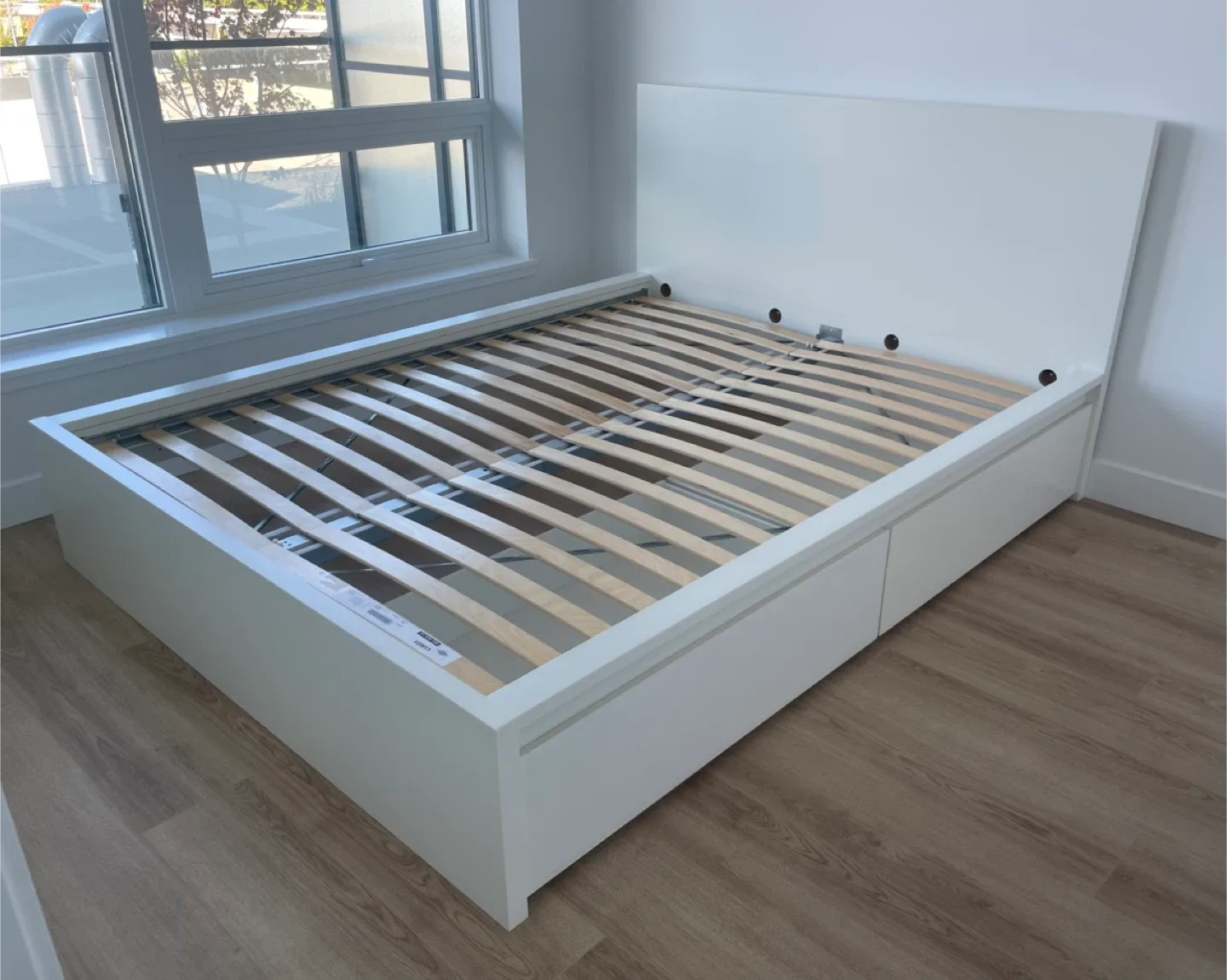 IKEA White Queen Size Malm bed frame + 2 Storage Drawers