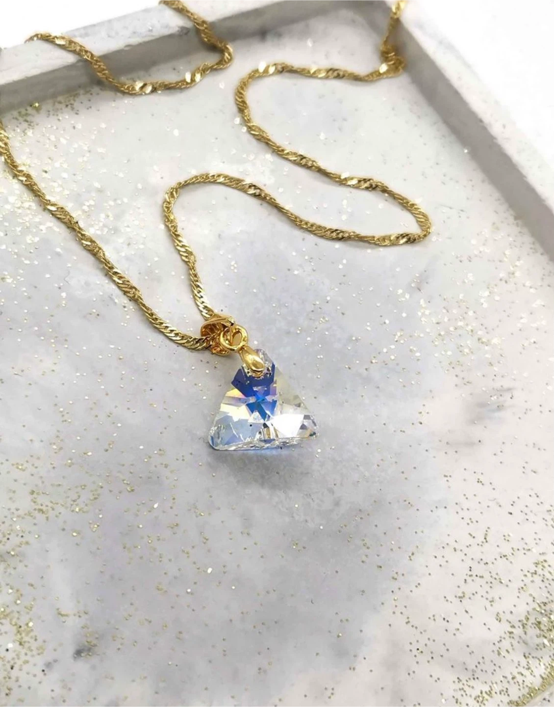 Crystal Triangle Pendant Necklace