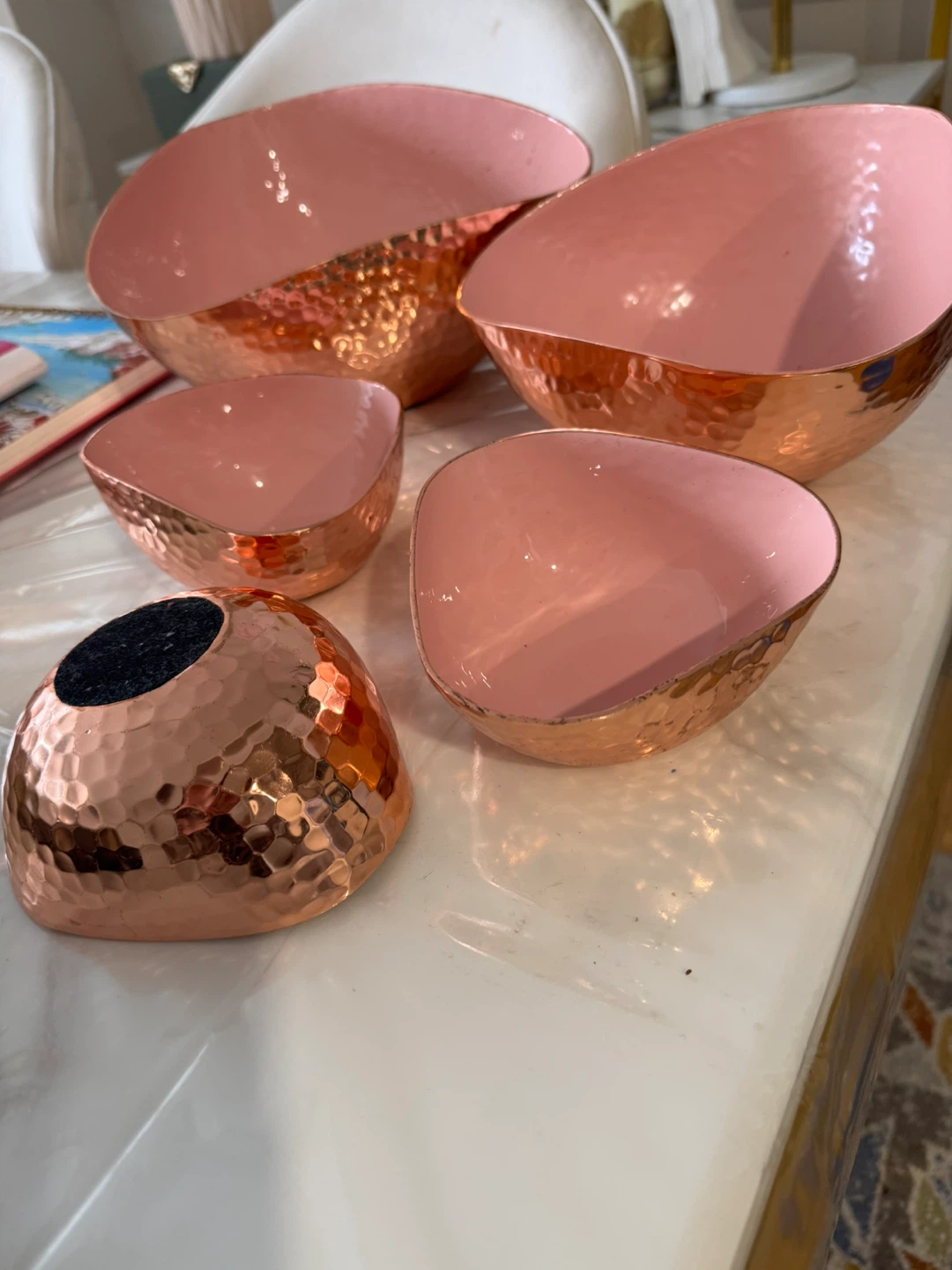 Hammered Copper Nesting Bowls - 5 Piece Set