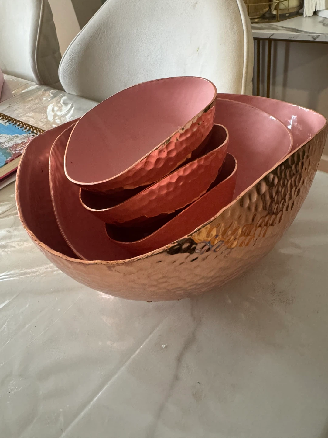 Hammered Copper Nesting Bowls - 5 Piece Set - photo 2