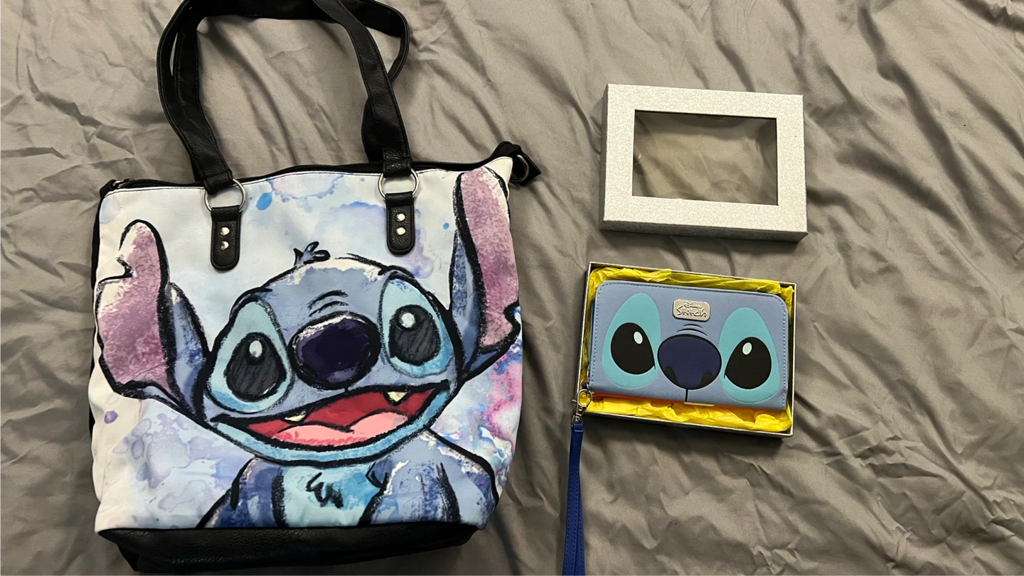 Disney Stitch Tote Bag & Wallet Set - New
