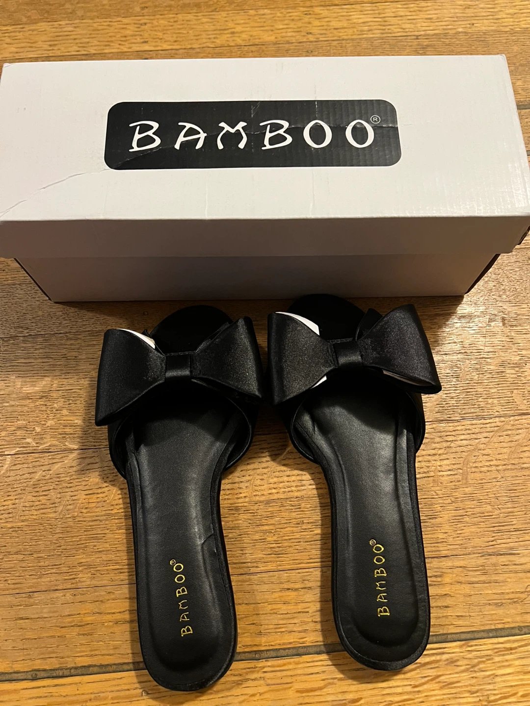 Bamboo WALLET-31 Black Bow Slides - Size 6.5 - photo 4