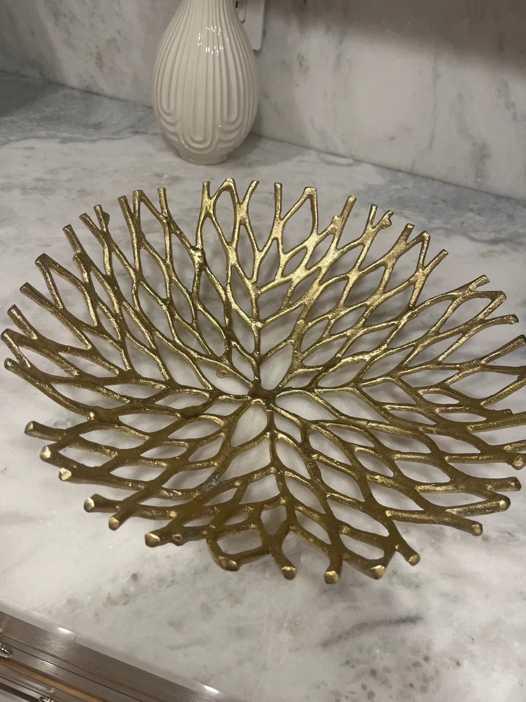 Gold Decorative Bowl - Metal Centerpiece