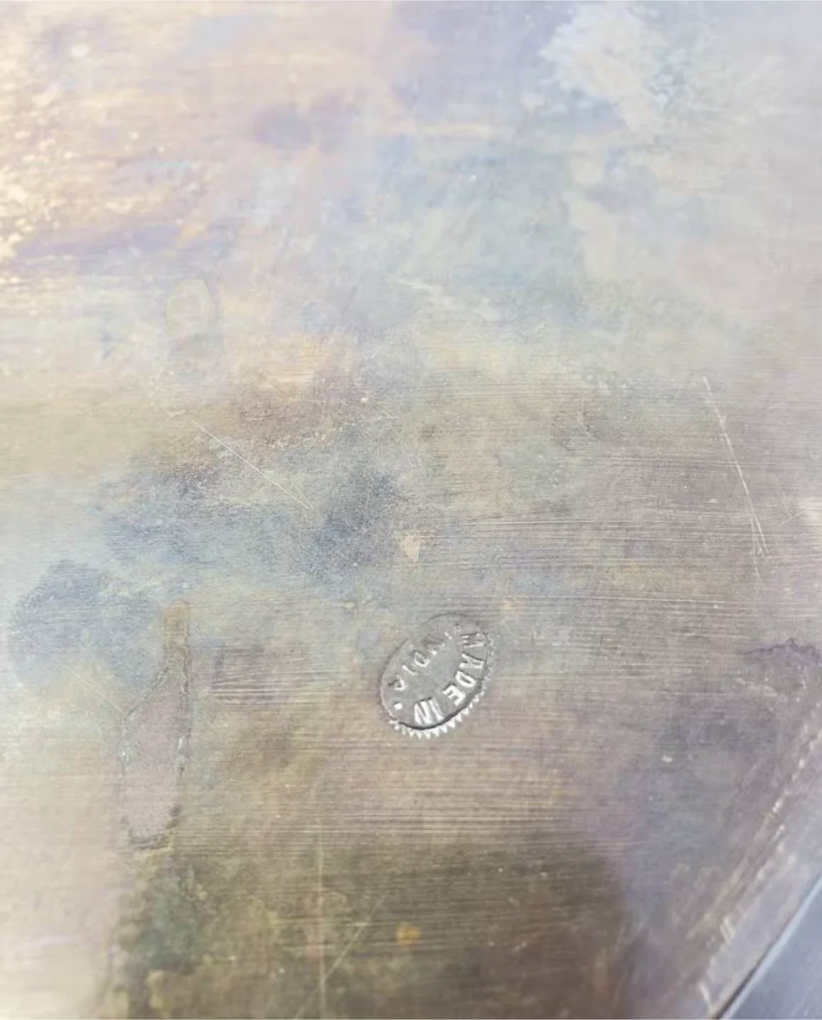 Vintage Etched Brass Tray - Made in India image indicator(2)