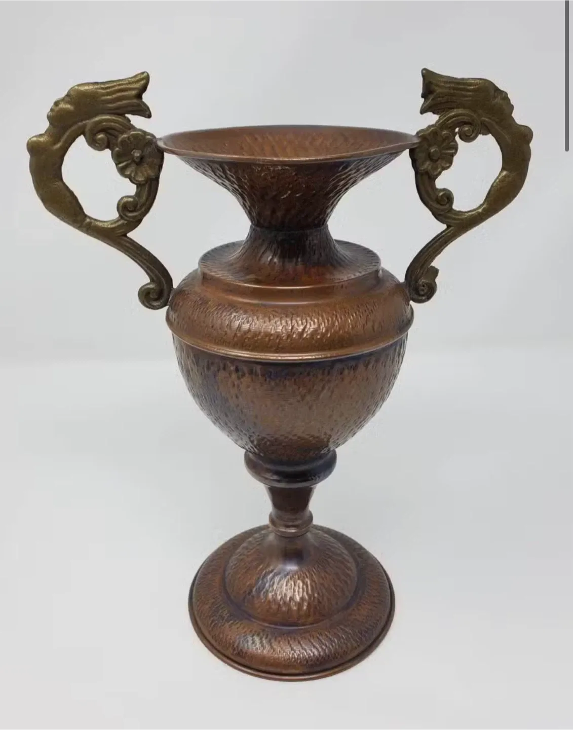 Vintage Copper Vase with Dragon Handles