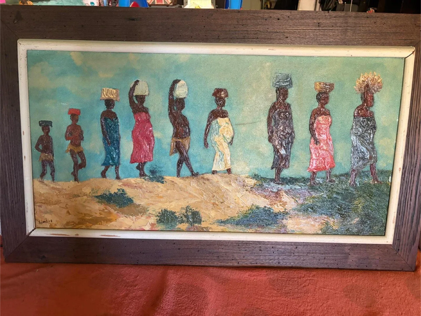 Primitivo Painting of Women Carrying Items