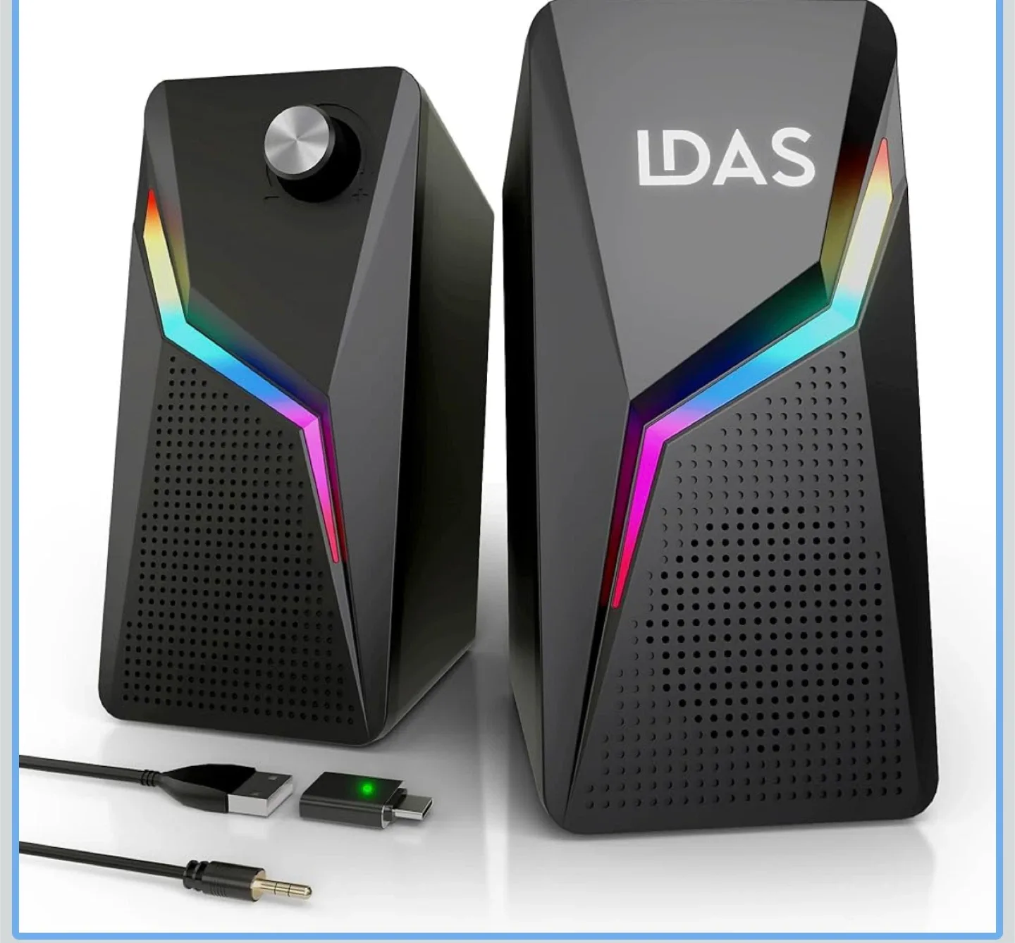 New LDAS A8 Stereo Gaming Speakers with RGB Light image indicator(2)