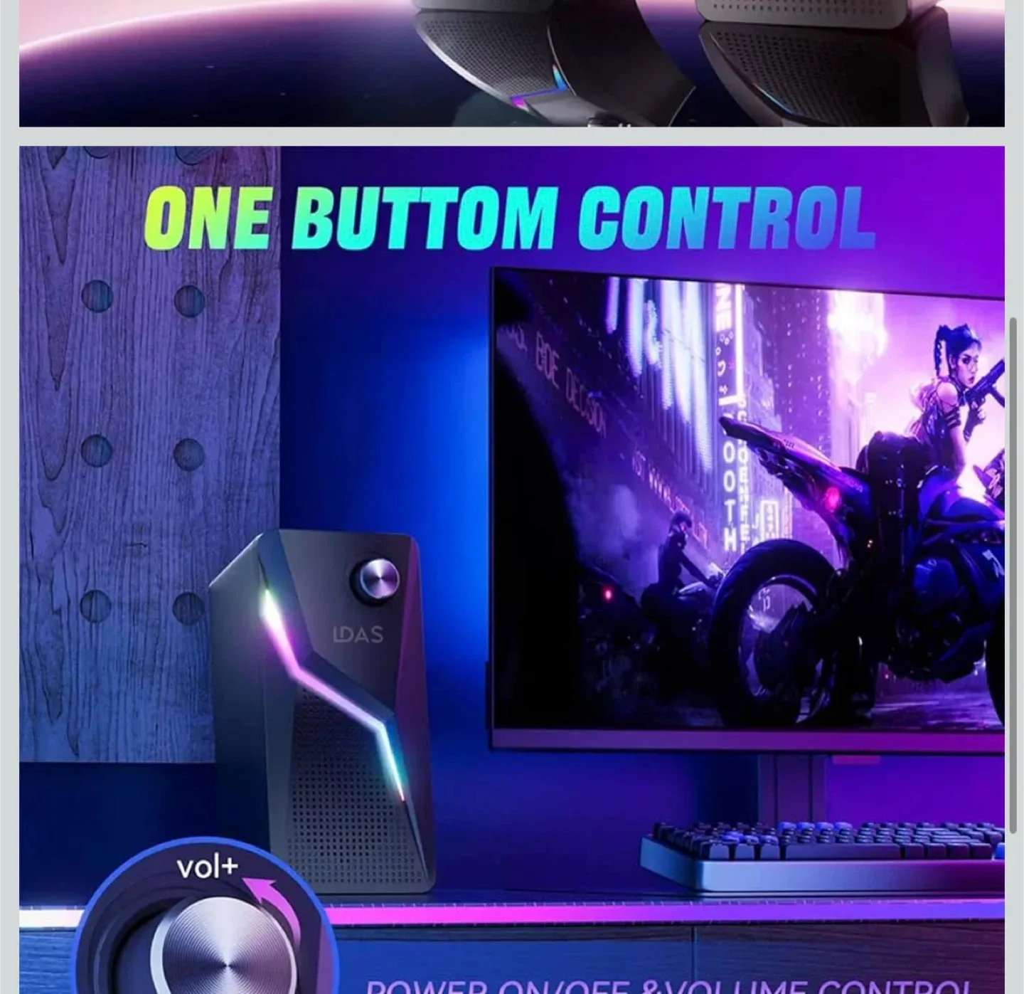 New LDAS A8 Stereo Gaming Speakers with RGB Light image indicator(4)