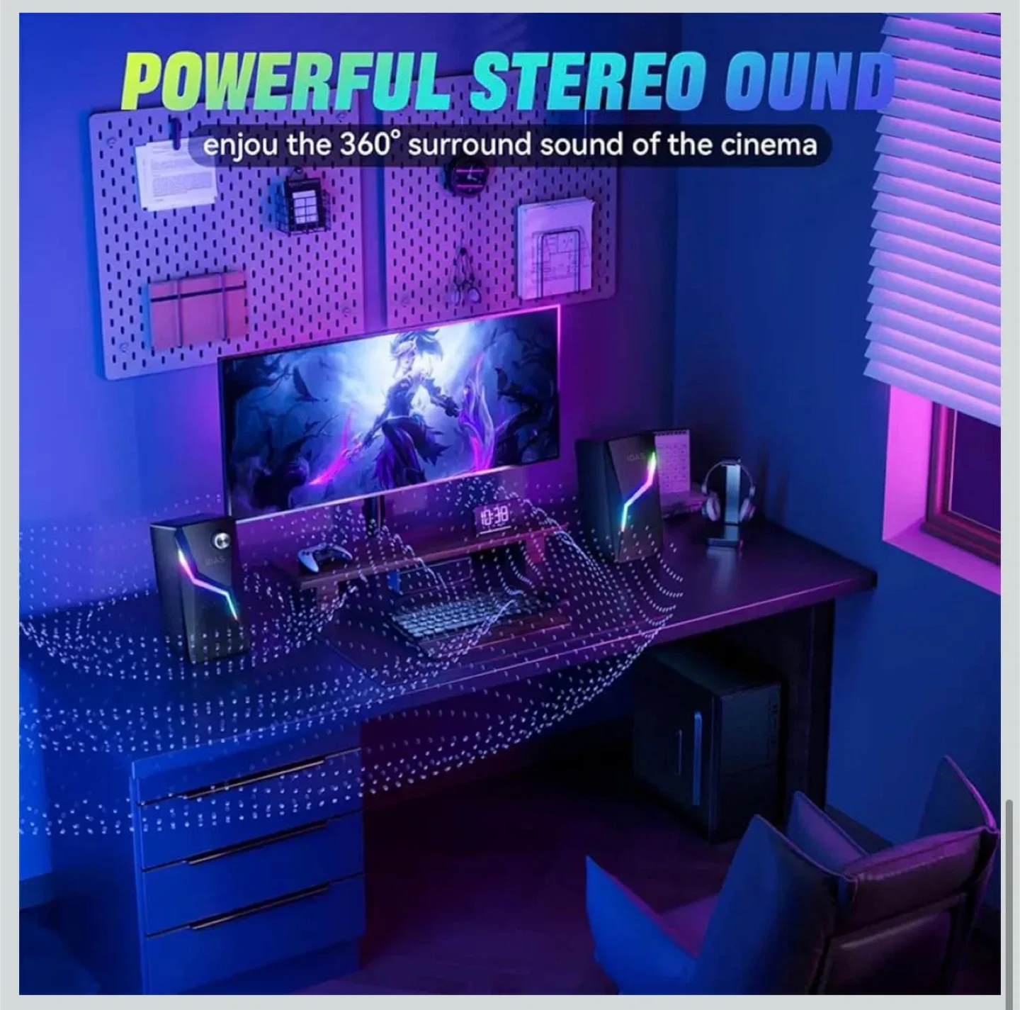 New LDAS A8 Stereo Gaming Speakers with RGB Light image indicator(6)