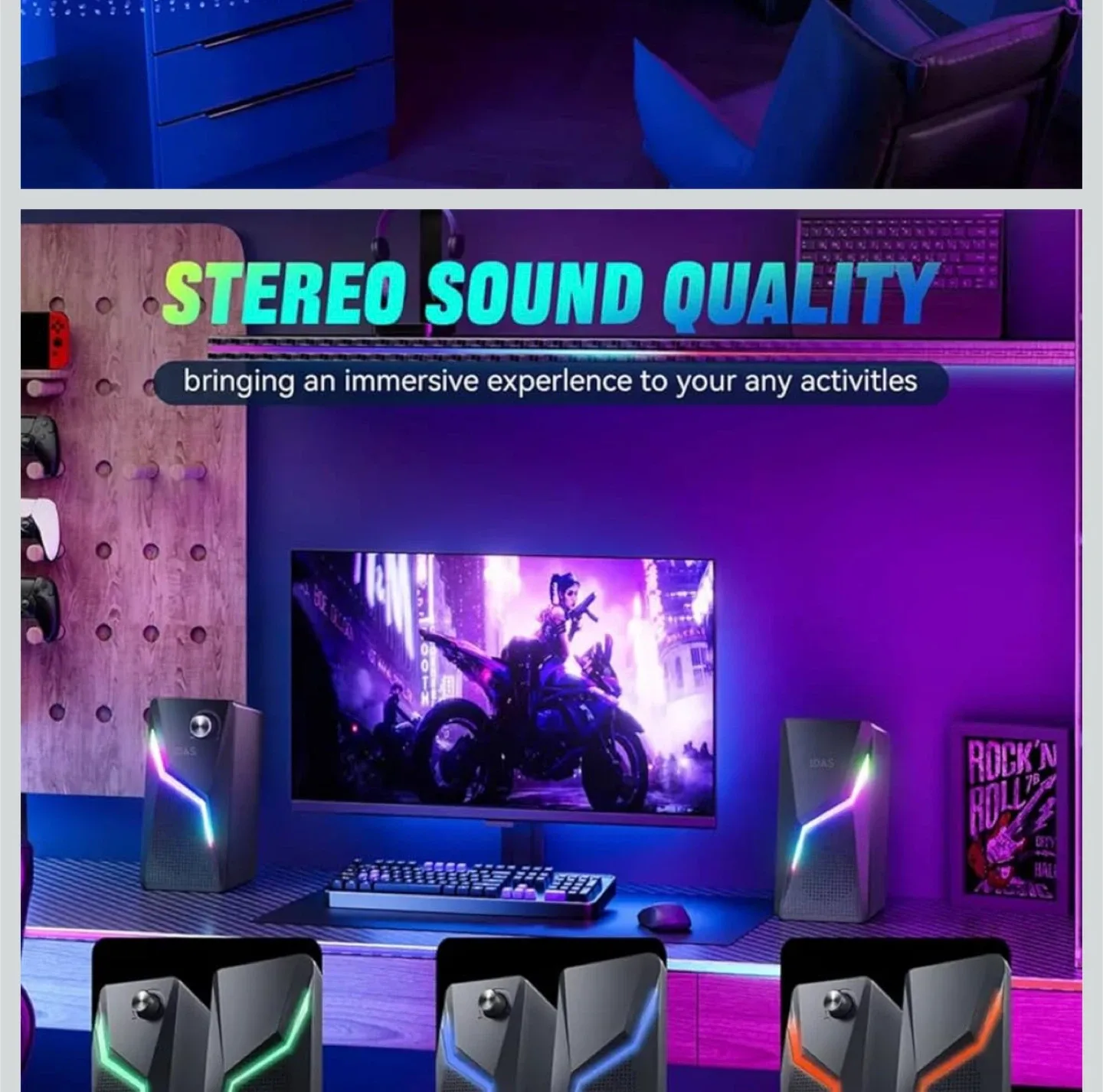 New LDAS A8 Stereo Gaming Speakers with RGB Light image indicator(7)