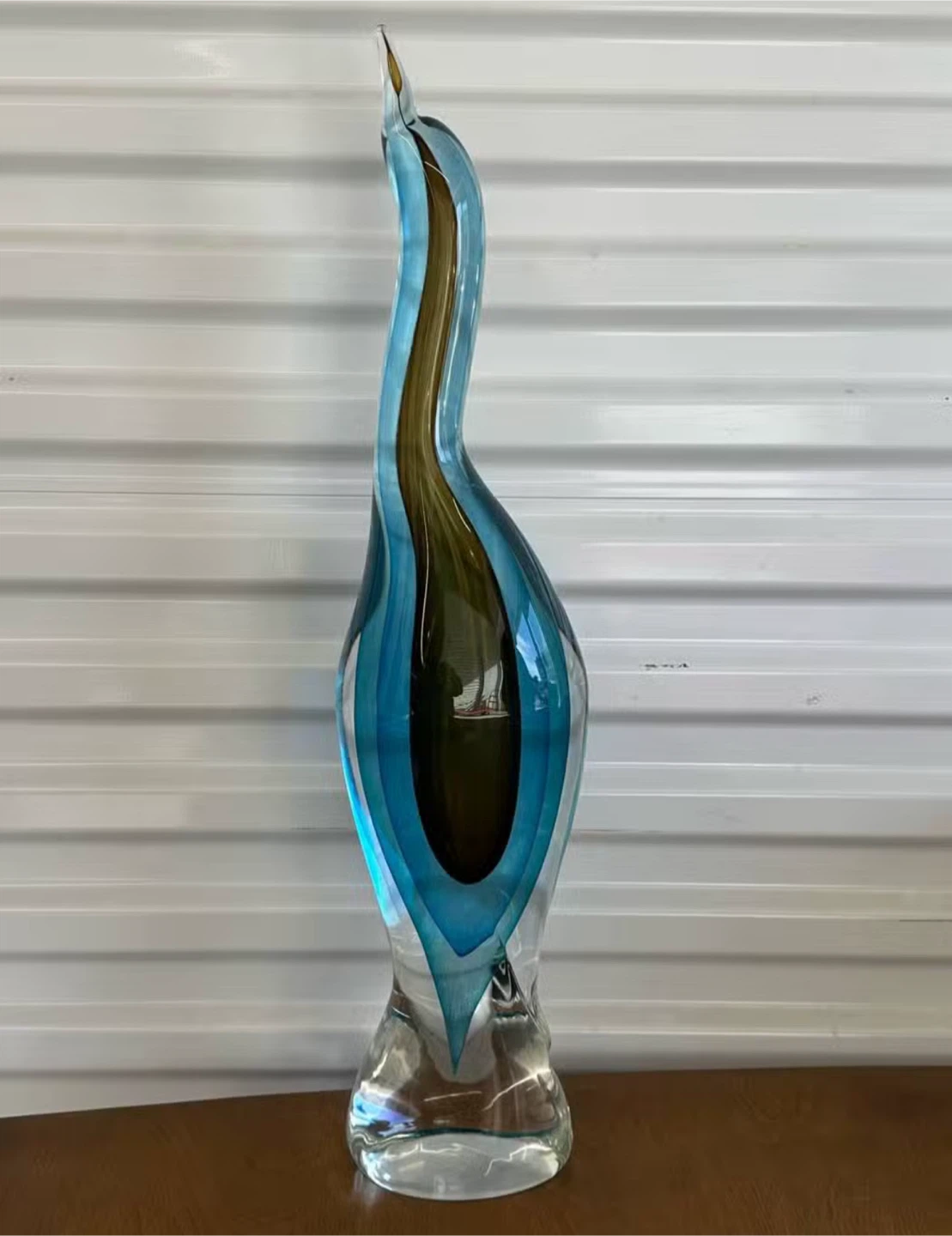 Murano Style Art Glass Swan Vase - Blue - photo 3