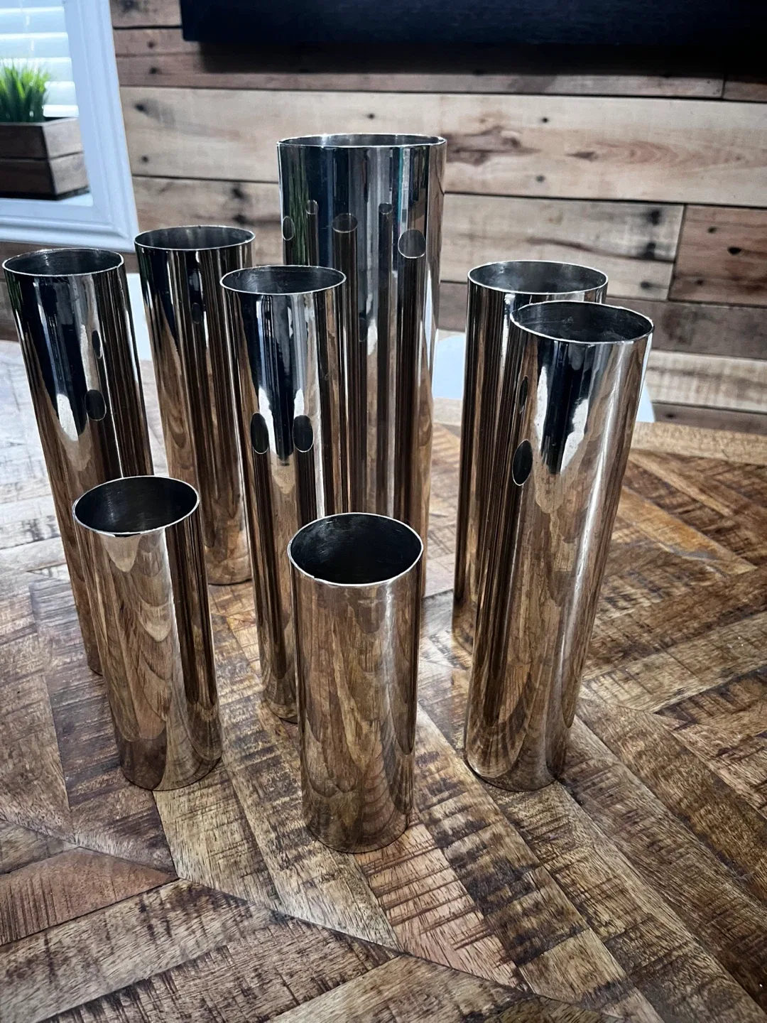 Set of Stainless Steel vases /candle holders image indicator(2)