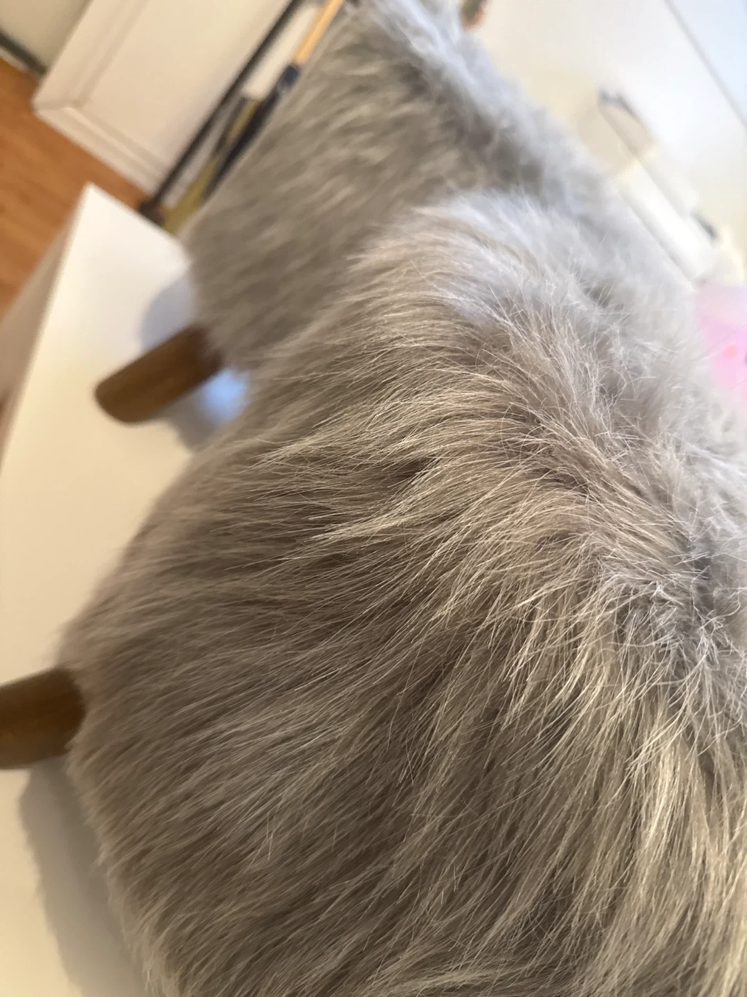 Fuzzy Grey Stools - Set of Two - photo 2