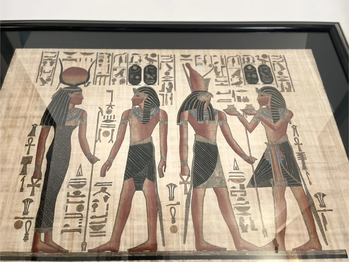 Large Framed Authentic Egyptian Papyrus Art