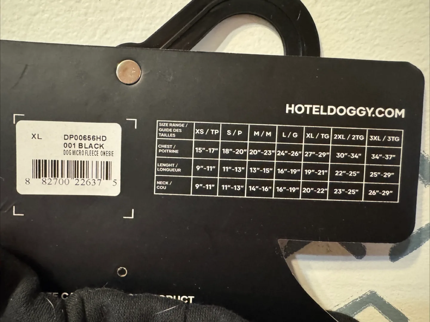 New Hotel Doggy Black Fleece Onesie - XL image indicator(5)