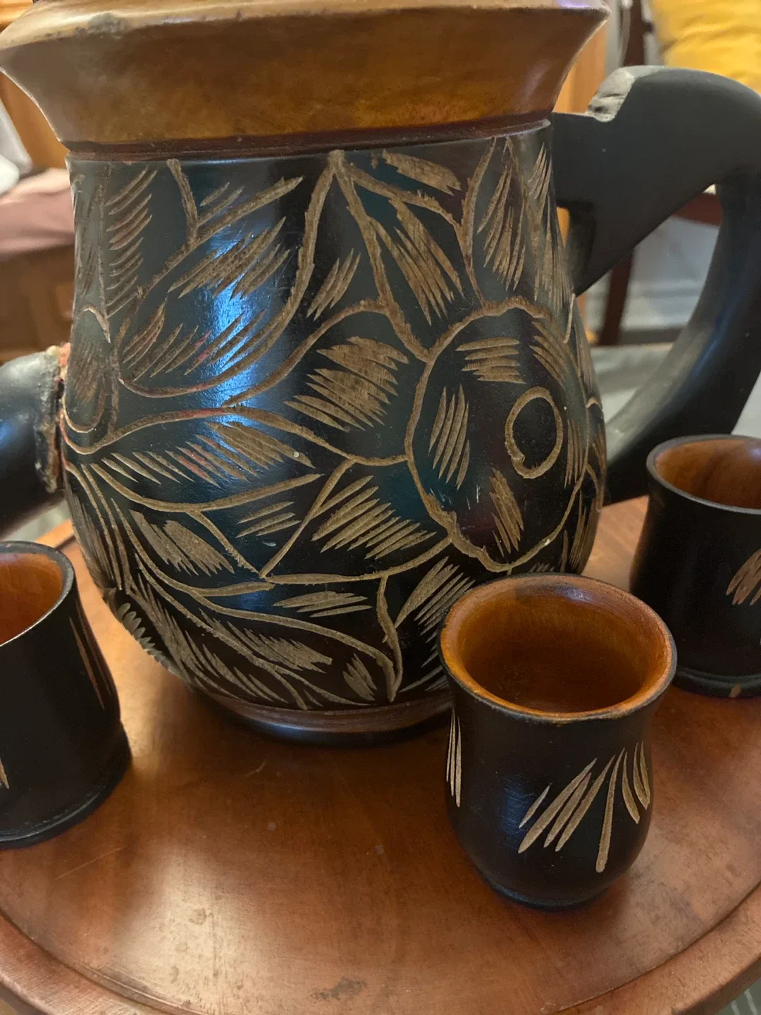 Hand Carved Wooden Tea Set image indicator(4)