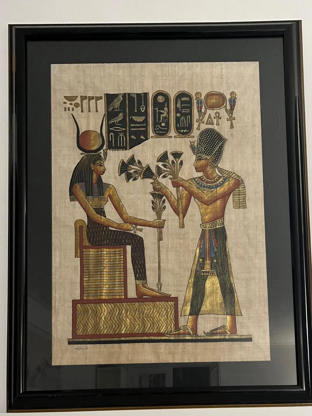 Large Framed Authentic Egyptian Papyrus Art