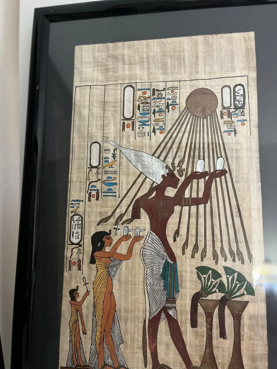 Signed - Framed Egyptian Authentic Papyrus Art