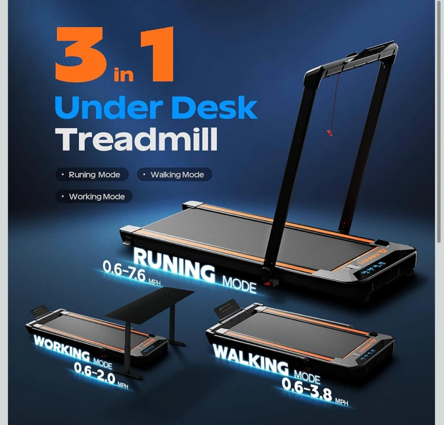 3-in-1 Under Desk Treadmill - photo 2