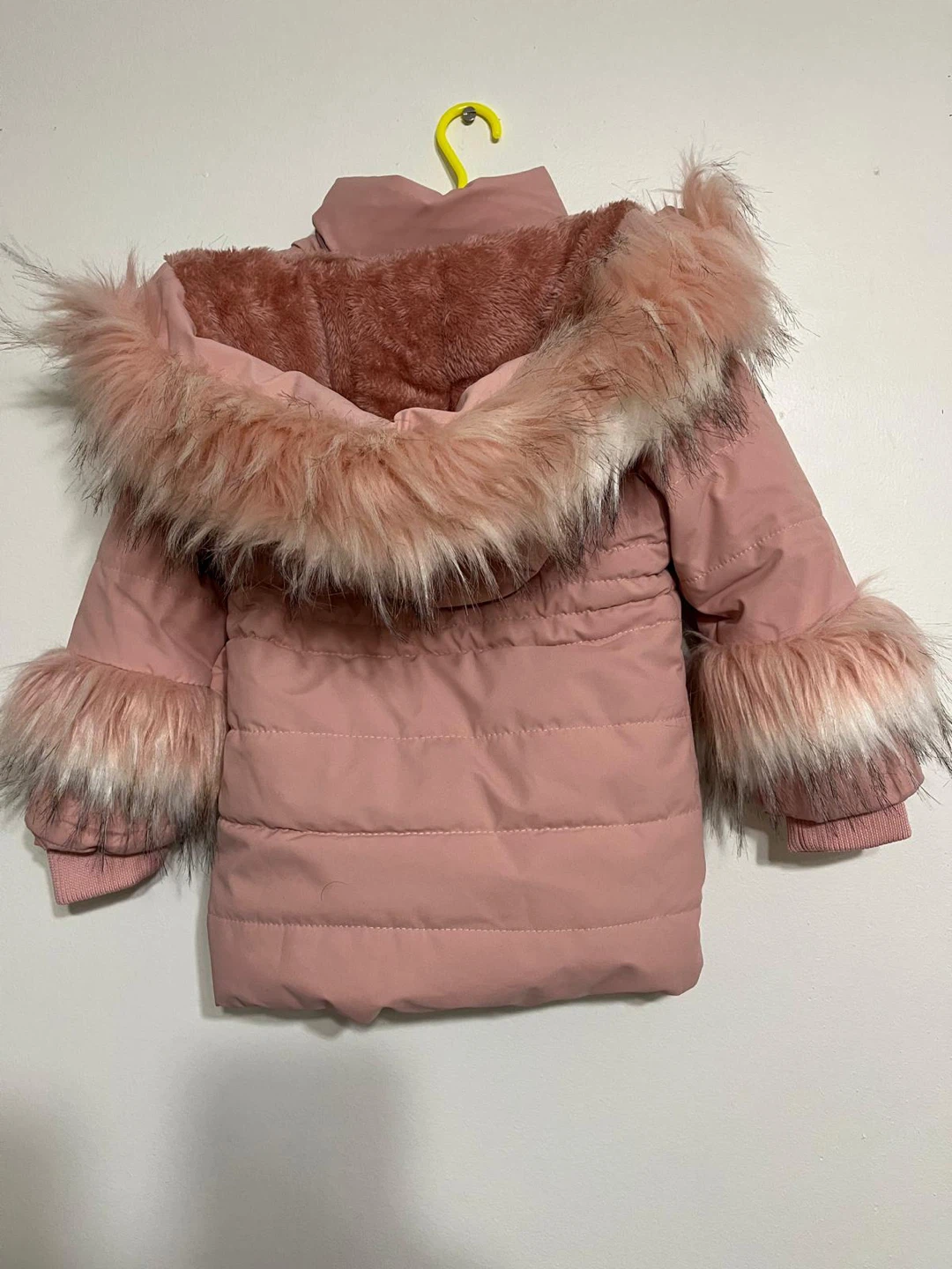 2T - Girls Pink Coat with Fur Trim - photo 4