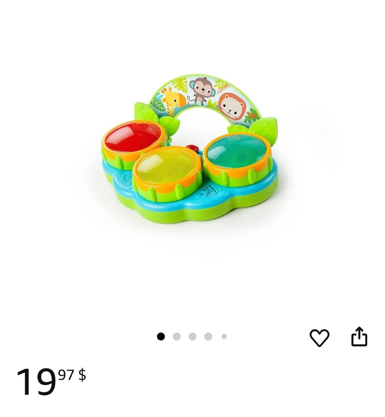 ✨LIKE NEW ✨ Bright Starts Jungle Beats Musical Toy Drum image indicator(7)