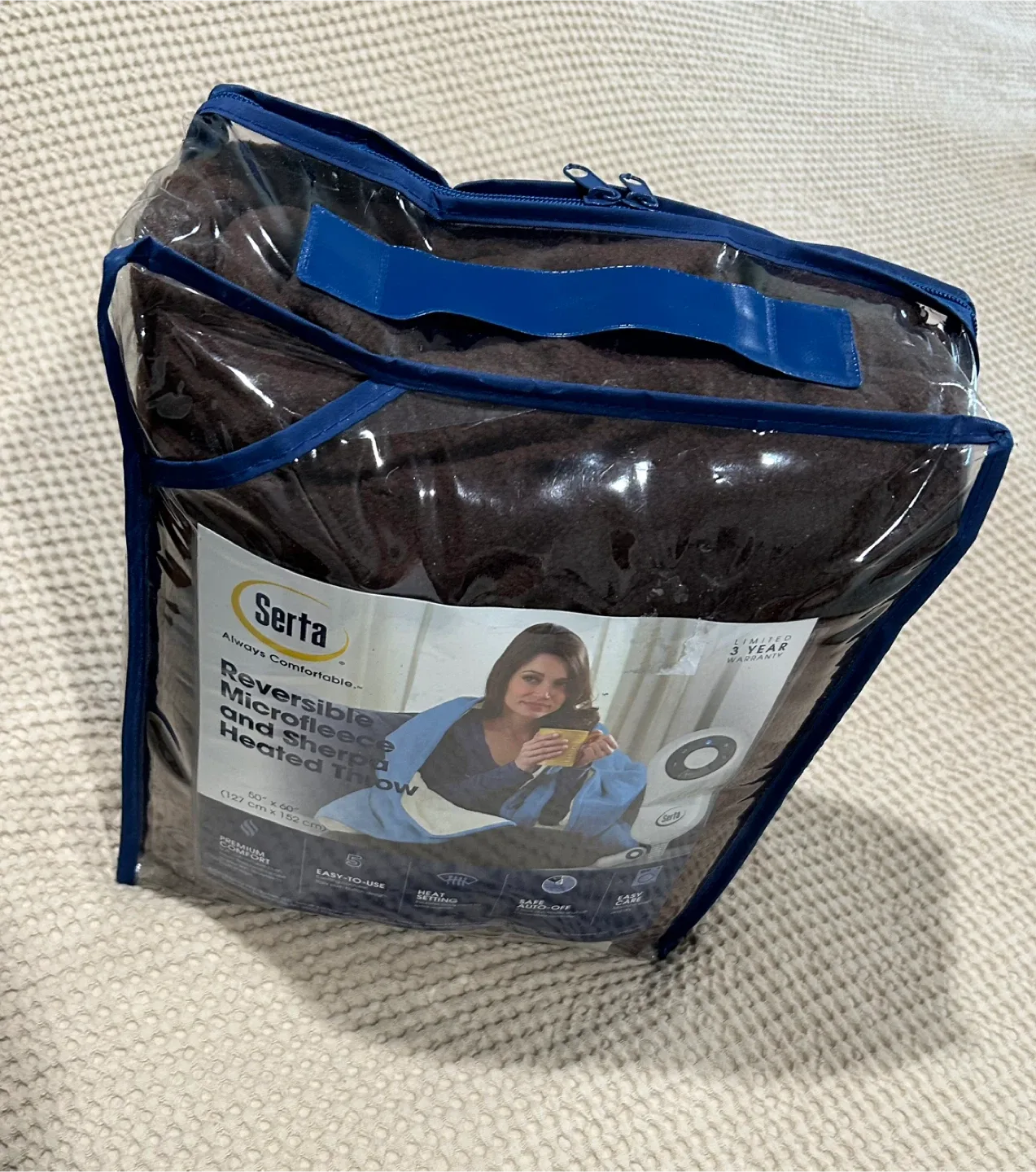 Serta Reversible Microfleece & Sherpa Heated Throw - New! image indicator(3)