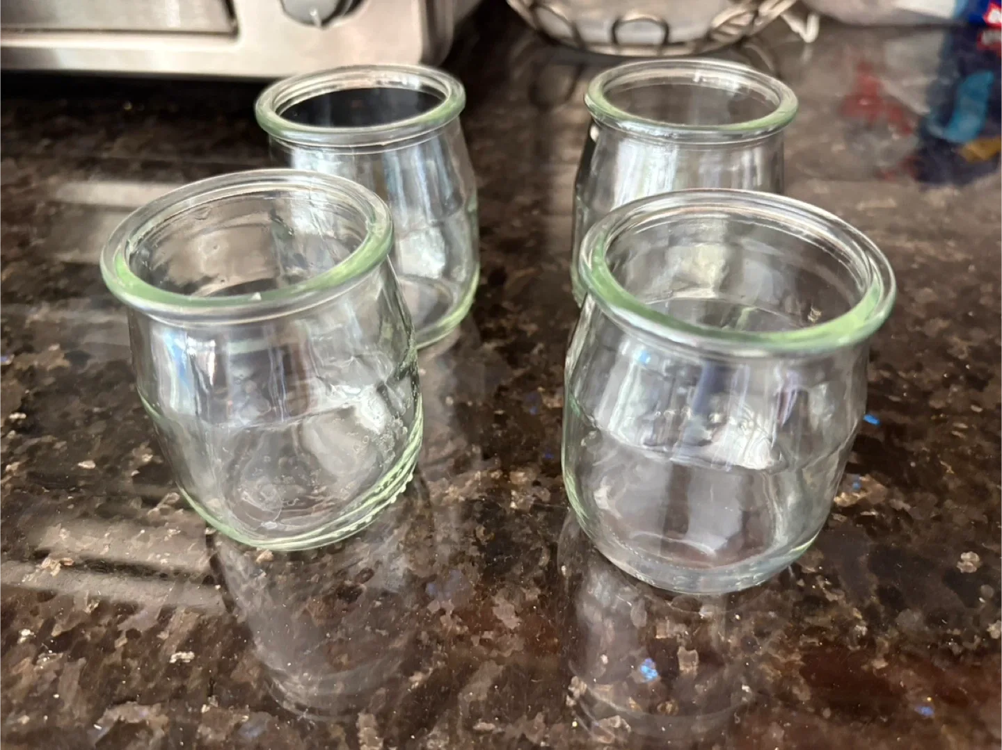 4 Glass Dessert Jars or small succulent planters
