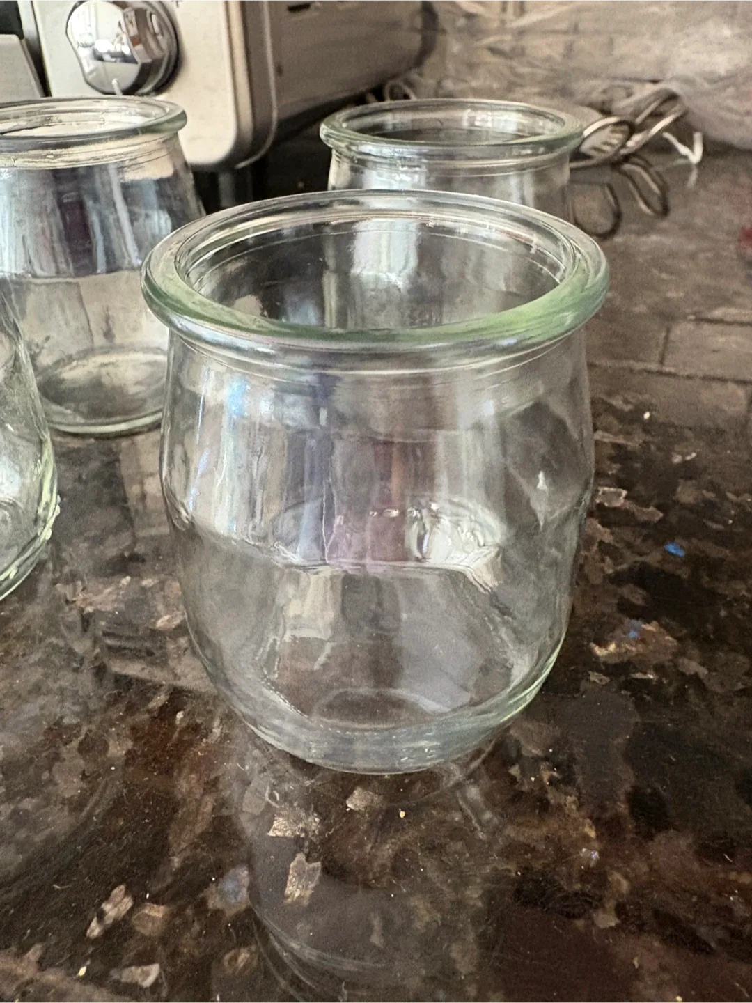 4 Glass Dessert Jars or small succulent planters image indicator(2)