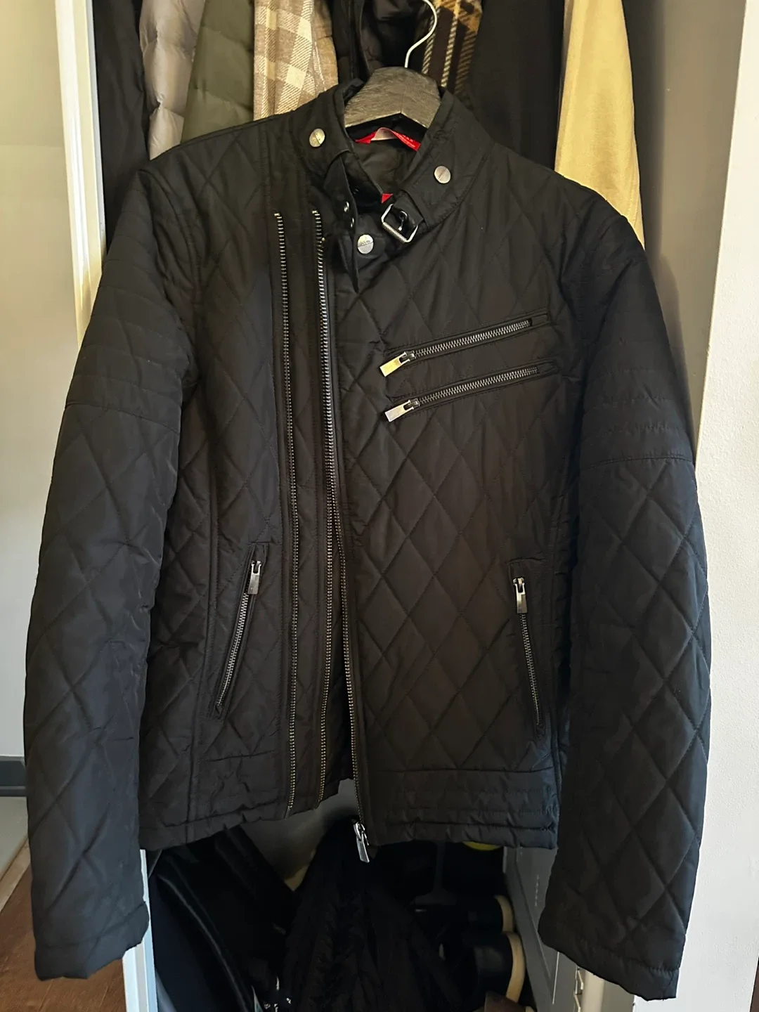 Zara Man Basic Black Quilted Jacket - Size S