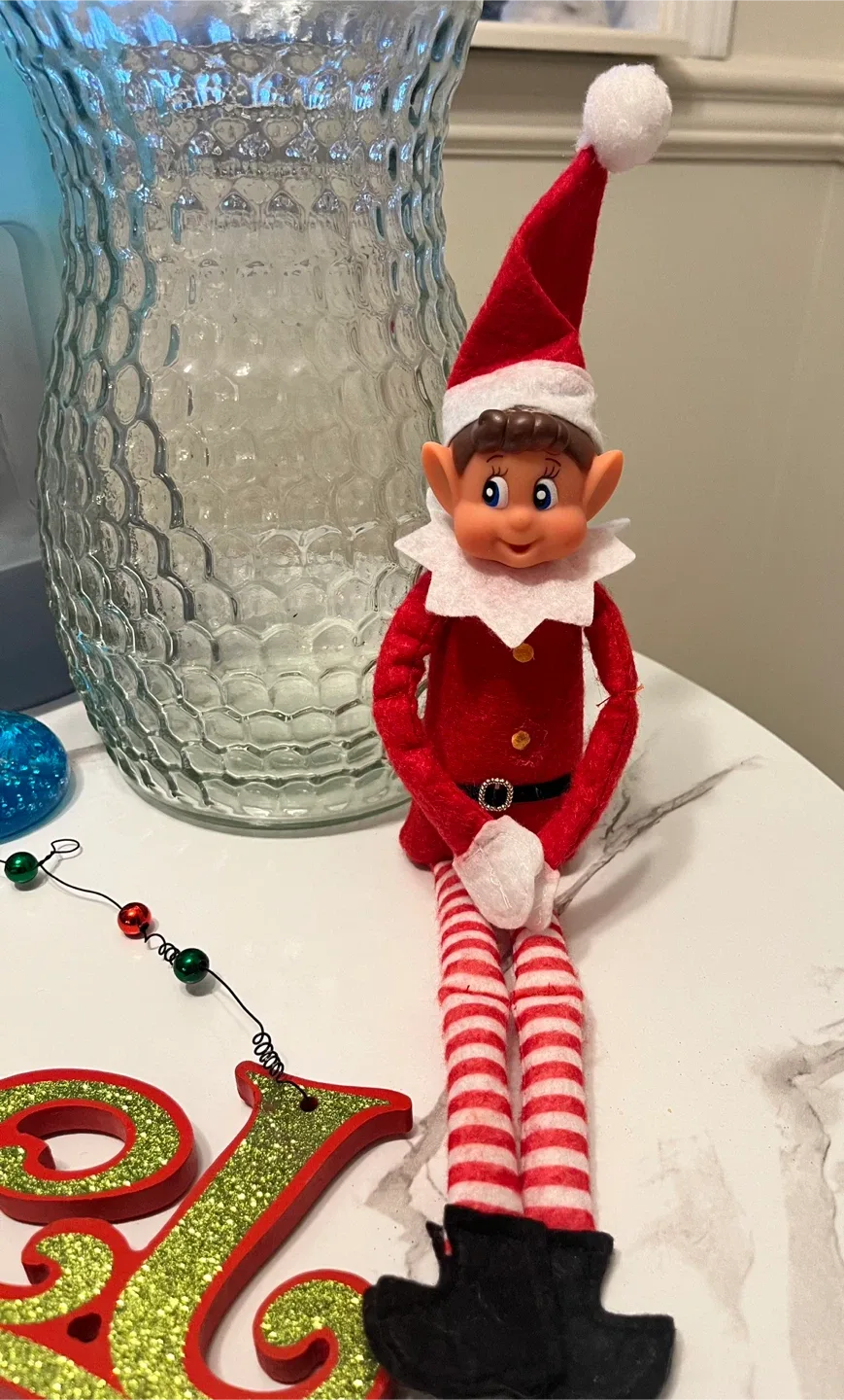 Christmas Decor Lot: Stockings, Vase, Elf Doll, More! image indicator(5)