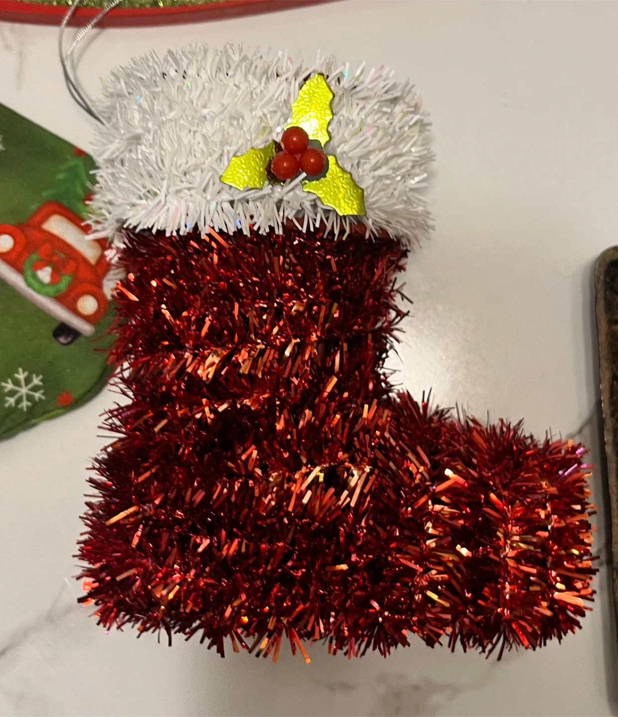 Christmas Decor Lot: Stockings, Vase, Elf Doll, More! image indicator(7)