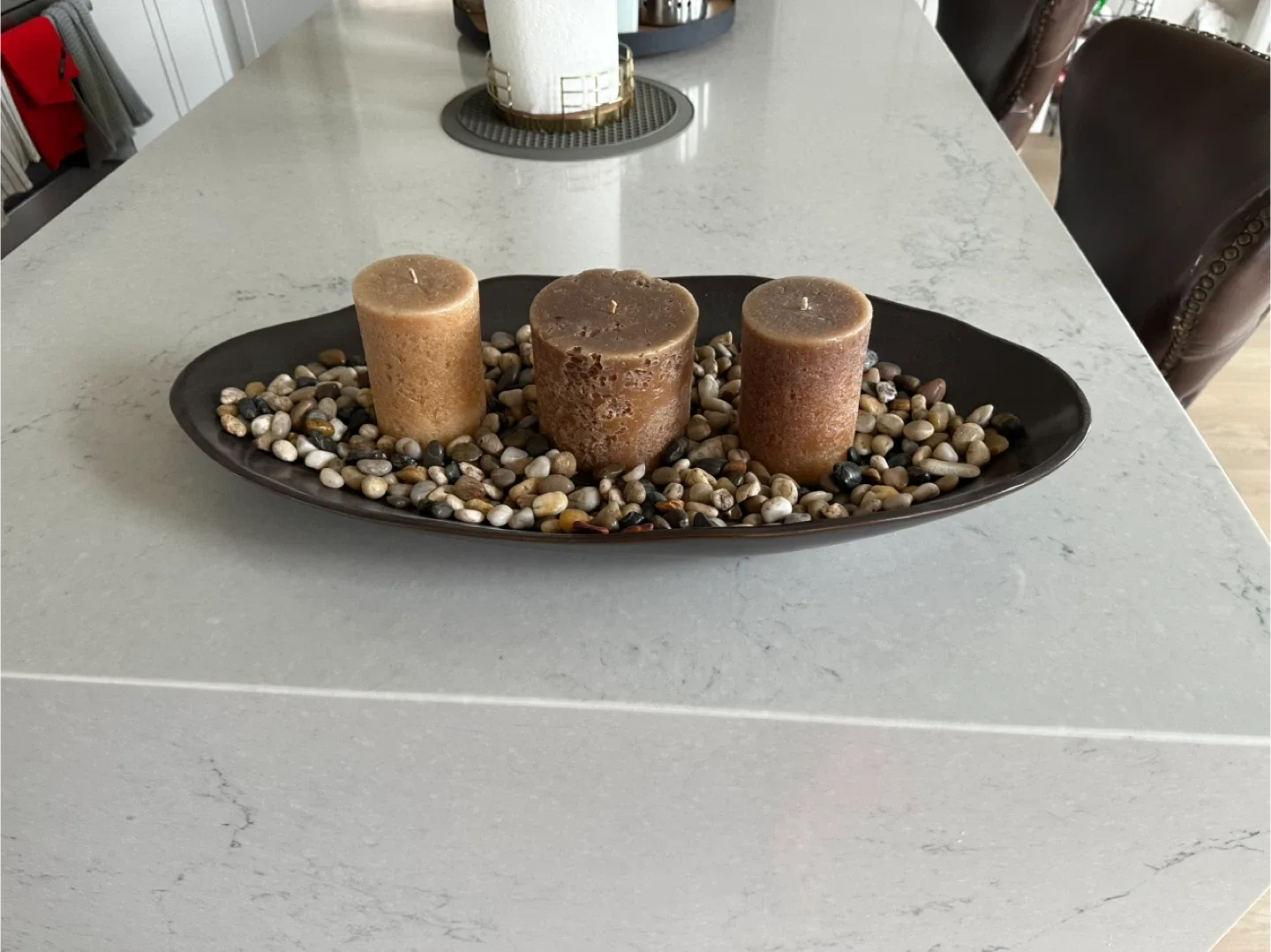 Candle and Stone Decorative Tray