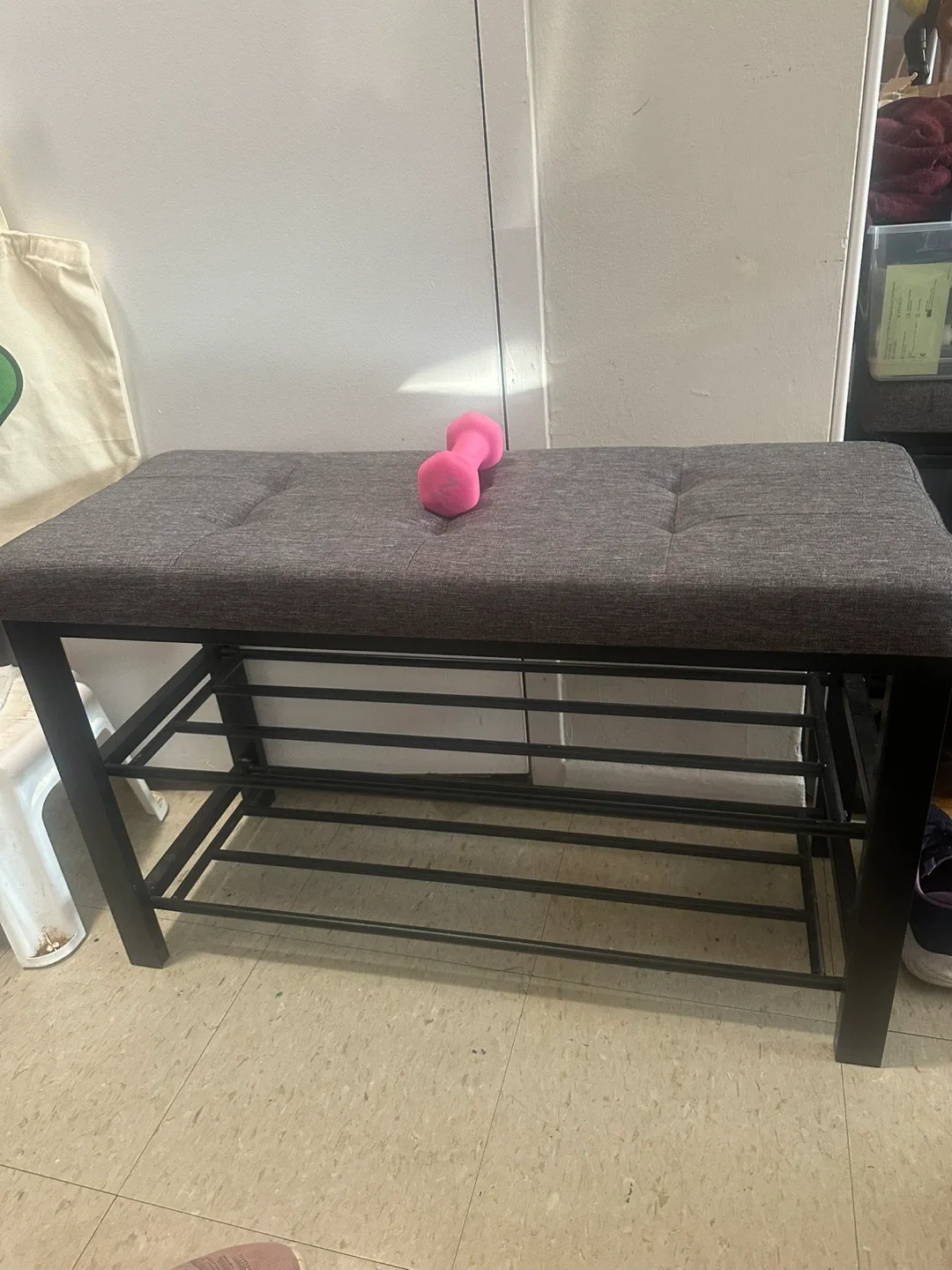 Dark Gray Shoe Rack Bench